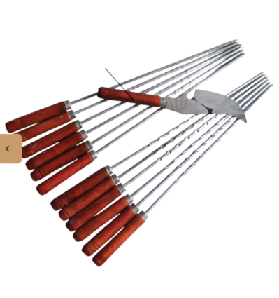 BBQ Skewers Wooden Handle (12pcs Set) + Free Knife